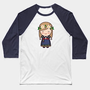 Cute Traditional Scandinavian Girl Baseball T-Shirt